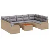 Image de vidaXL Ensemble de canapé de Jardin 10 pcs Beige et Gris Clair, Salon de Jardin, canapé Moderne, Meubles modulables, résistant aux UV, Option de sièges Flexibles