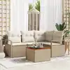 Image de vidaXL Ensemble de canapé de jardin 5 pcs Beige et crème polyrotin