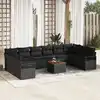 Image de vidaXL Ensemble de canapé de jardin 11 pcs Noir polyrotin
