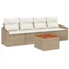 Image de vidaXL Ensemble de canapé de Jardin 5 pcs Beige et crème polyrotin, Jardin et Terrasse, Set Modulaire, Canapé Chic, Mobilier Résistant aux Intempéries, Agencement en Acacia