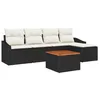 Image de vidaXL Ensemble de canapé de Jardin 6 pcs Noir et Crème polyrotin, Mobilier d'extérieur Moderne, Ensemble détente en Bois Acacia, résistant UV, canapés modulables pour Le Jardin