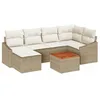 Image de vidaXL Ensemble de canapé de Jardin 7 pcs Beige et crème polyrotin, Ensemble de Meubles Modernes, extérieur en Bois d'acacia, canapé résistant UV, Coin Salon Confortable