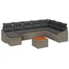 Image de vidaXL Ensemble de canapé de Jardin avec Stockage 9 pcs Gris polyrotin, Canapé de Jardin modulable, résistant aux intempéries, Bois d'acacia, Parfait pour se détendre en terrasse