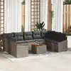 Image de vidaXL Ensemble de canapé de jardin 10 pcs Gris polyrotin