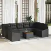 Image de vidaXL Ensemble de canapé de jardin 10 pcs Noir polyrotin