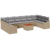 Image de vidaXL Ensemble de canapé de Jardin 11 pcs Beige et Gris Clair, Mobilier de Jardin, Moderne, Ensemble extérieur modulaire, résistant aux UV, Relax, canapé Confortable, Assise Durable