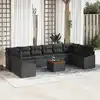 Image de vidaXL Ensemble de canapé de jardin 11 pcs Noir polyrotin
