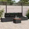 Image de vidaXL Ensemble de canapé de jardin avec stockage 5 pcs Noir polyrotin