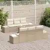 Image de vidaXL Ensemble de canapé de jardin 7 pcs Beige et crème polyrotin