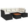 Image de vidaXL Ensemble de canapé de Jardin 7 pcs Noir et Crème polyrotin, Canapé modulable pour Jardin et terrasse, en Acacia résistant UV, mobilier Durable pour se Relaxer