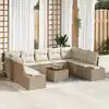 Image de vidaXL Ensemble de canapé de jardin 10 pcs Beige et blanc
