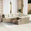 Image de vidaXL Ensemble de canapé de jardin 9 pcs Beige Poly rotin
