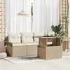 Image de vidaXL Ensemble de canapé de jardin 5 pcs Beige Poly Rattan