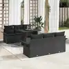 Image de vidaXL Ensemble de canapé de jardin 7 pcs Noir Poly Rattan