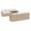 Image de vidaXL Ensemble de canapé de Jardin 9 pcs Beige Poly Rattan, Jardin et terrasse, Ensemble Lounge Moderne, canapé modulable, Assise tissée, Confort Patio résistant UV