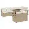 Image de vidaXL Ensemble de canapé de jardin 9 pcs Beige Poly rotin