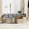 Image de vidaXL Ensemble de canapé de jardin 7 pcs Beige Poly rotin