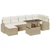 Image de vidaXL Ensemble de canapé de Jardin 8 pcs Beige Poly rotin, Canapé de Jardin et terrasse, Design Moderne, matériaux résistants aux UV, Salon extérieur avec rangements