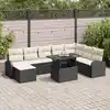 Image de vidaXL Ensemble de canapé de jardin 9 pcs Noir Poly rotin