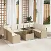 Image de vidaXL Ensemble de canapé de jardin 10 pcs Beige Poly rotin