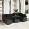Image de vidaXL Ensemble de canapé de jardin 10 pcs Noir Poly rotin