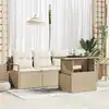 Image de vidaXL Ensemble de canapé de jardin 5 pcs Beige Poly rotin