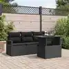 Image de vidaXL Ensemble de canapé de jardin avec coussin 5 pcs Noir Poly rotin