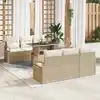Image de vidaXL Ensemble de canapé de jardin 7 pcs Beige Poly rotin