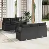 Image de vidaXL Ensemble de canapé de jardin avec coussin 7 pcs Noir Poly rotin
