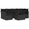 Image de vidaXL Ensemble de canapé de Jardin 7 pcs Noir Poly rotin, Canapé modulable pour Jardin et terrasse, matériaux légers, Compartiments de Rangement rectangulaires, résistant aux UV