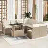 Image de vidaXL Ensemble de canapé de jardin 9 pcs Beige Poly rotin
