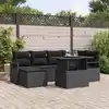 Image de vidaXL Ensemble de canapé de jardin 7 pcs Noir Poly rotin