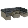 Image de vidaXL Ensemble de canapé de Jardin 10 pcs Gris Poly rotin, Canapé modulable Moderne pour Jardin et terrasse, mobilier extérieur résistant aux UV, agencement Flexible