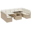 Image de vidaXL Ensemble de canapé de Jardin 10 pcs Beige Poly rotin, Canapé Modulaire Rectangulaire pour Jardin et Terrasse, Mobilier d'extérieur Résistant, Léger et Tendance