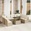 Image de vidaXL Ensemble de canapé de jardin 10 pcs Beige Poly rotin