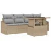 Image de vidaXL Ensemble de canapé de Jardin 5 pcs Beige Poly rotin, Canapé d’extérieur modulable, léger et résistant, avec Rangement, Parfait pour Le Jardin ou la terrasse