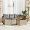 Image de vidaXL Ensemble de canapé de jardin 5 pcs Beige Poly rotin