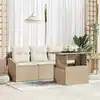 Image de vidaXL Ensemble de canapé de jardin 5 pcs Beige Poly rotin