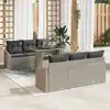 Image de vidaXL Ensemble de canapé de jardin 7 pcs Gris clair Poly rotin
