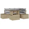 Image de vidaXL Ensemble de canapé de Jardin avec Coussin 5 pcs Beige polyrotin, Set de canapés de Jardin et terrasse, modulable, Solide, résistant aux intempéries, Table Ajustable, Style en rotin