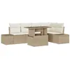 Image de vidaXL Ensemble de canapé de Jardin 6 pcs Beige Poly rotin, Canapé modulaire pour Jardin et terrasse, mobilier extérieur, résistant aux UV, léger, avec Rangement