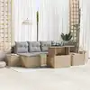 Image de vidaXL Ensemble de canapé de jardin 7 pcs Beige Poly rotin