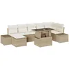 Image de vidaXL Ensemble de canapé de Jardin 8 pcs Beige Poly rotin, Jardin et terrasse, Ensemble Moderne modulable, mobilier extérieur léger, résistant aux UV, rangements intégrés