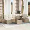 Image de vidaXL Ensemble de canapé de jardin 8 pcs Beige Poly rotin