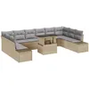 Image de vidaXL Ensemble de canapé de Jardin 11 pcs Beige Poly rotin, Ensemble extérieur modulable, résistant aux UV, Parfait pour Jardin et terrasse, Espace détente, rangements Pratiques