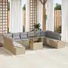 Image de vidaXL Ensemble de canapé de jardin 11 pcs Beige Poly rotin