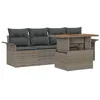 Image de vidaXL Ensemble de canapé de Jardin 5 pcs Gris Poly rotin, Canapé d'extérieur Moderne, Ensemble Tout Confort, avec Table en Acacia, résistant UV, Parfait pour Le Jardin, la terrasse