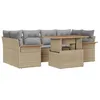Image de vidaXL Ensemble de canapé de Jardin 7 pcs Beige Poly rotin, Salon de Jardin Moderne, canapé modulable en Acacia, Table Robuste, Lounge en rotin, résistant aux UV