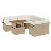 Image de vidaXL Ensemble de canapé de Jardin 9 pcs Beige Poly rotin, Canapé Moderne pour Jardin et terrasse, mobilier d'extérieur résistant, idéal pour Le Printemps et l'été
