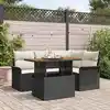 Image de vidaXL Ensemble de canapé de jardin 5 pcs Noir Poly rotin